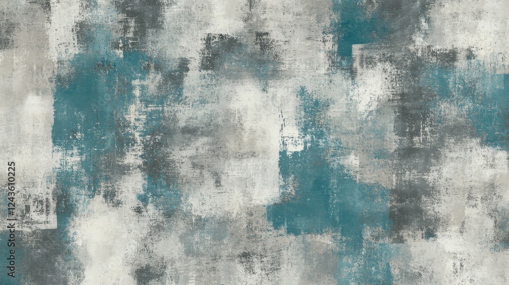 Poster elegant muted gray and teal artwork composed of incomplete strokes, creating a modern abstract desig