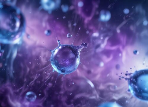 Vapourware-inspired background with wispy, translucent droplets in shades of blue and purple , purple, vapourware, hazy