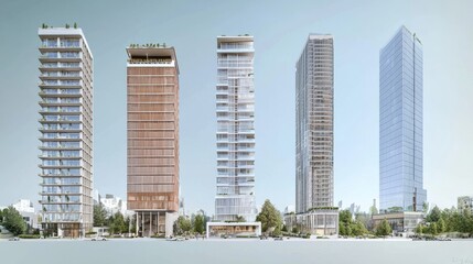 Modern skyscrapers development urban cityscape architecture contemporary design aerial view real estate trends