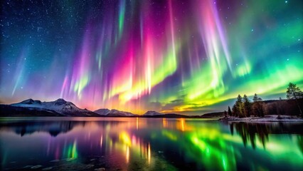 Aurora Borealis Display in Night Sky, Shimmering, Nature,  Shimmering, Nature, Light Show, Dreamy