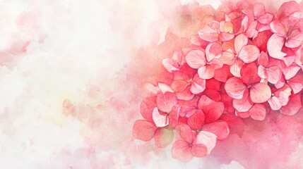 Fototapeta premium Delicate Watercolor Hydrangea Blossoms in Soft Pink Hues