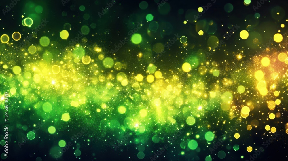 Aufkleber Bright sparkling neon greens and yellows create a vivid display of colors in an abstract pattern at night