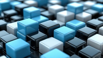 Obraz premium Geometric blocks arranged in a 3D form that represents the successful completion of a goal, career growth, or business achievement in a visually appealing and modern style.