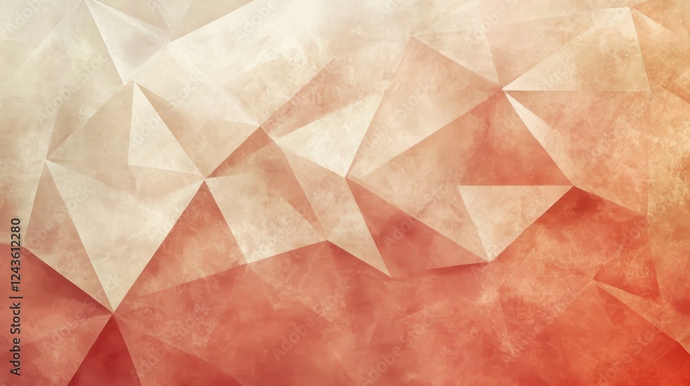 Poster abstract low-poly texture featuring soft coral shades with geometric patterns and organic transition