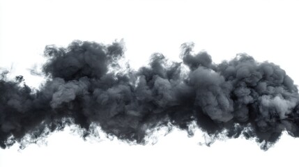 Dark and Dramatic Smoke Clouds Against a White Background