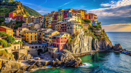 Fototapeta premium Scenic view of colorful houses along the cliffside in Cinque Terre