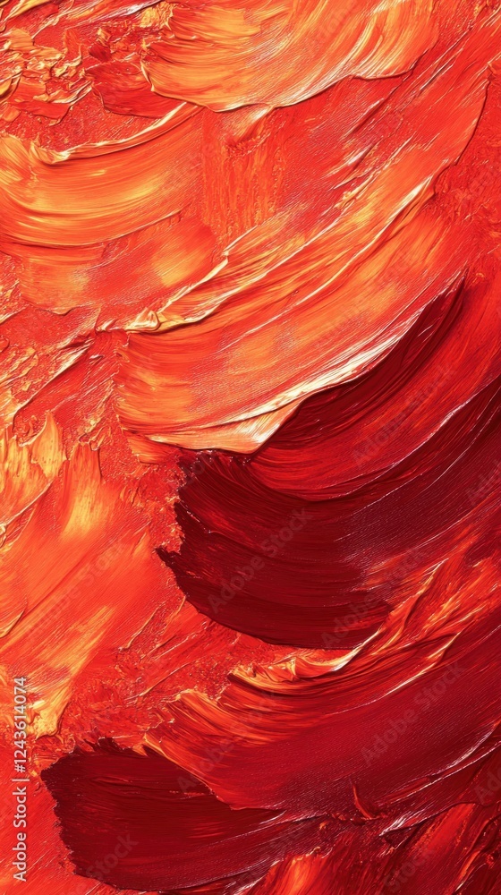 Poster vibrant crimson red textured background showcasing rich hues and dynamic brushstrokes, ideal for art