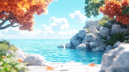 A path leading upward through a beautiful landscape, symbolizing the journey to success, self-improvement, and the determination to keep moving forward toward goals.