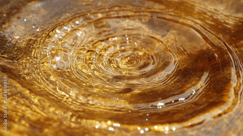 Aufkleber ripples form in golden brown liquid under soft light creating a tranquil and mesmerizing effect