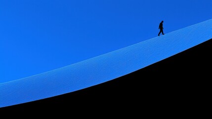 A silhouette of a person walking up a steep incline, representing the determination to go up toward success, overcoming challenges, and striving for greatness in life.