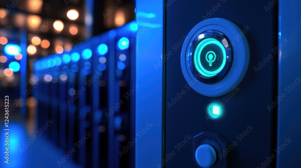 Poster smart lock activation data center technology modern environment close-up view security concept