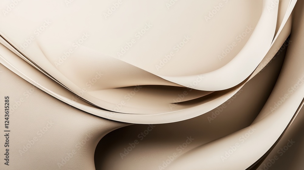 Poster soft gray-beige fabric drapes gracefully, creating gentle folds and smooth textures in a minimalist 
