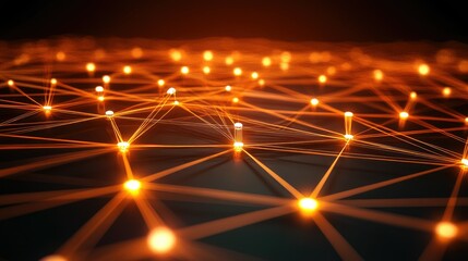 Digital network connections glowing in a geometric pattern