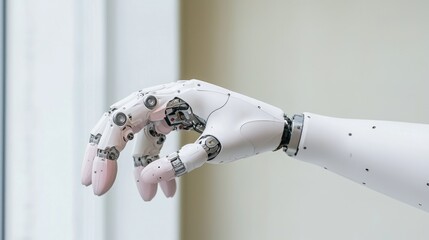Robotic hand gestures, close-up, lab setting, technology advancement