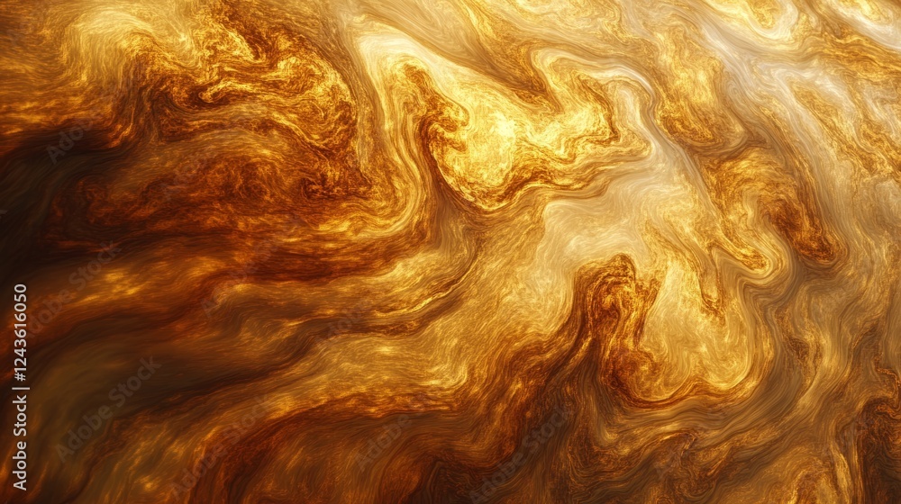 Aufkleber dynamic swirls of brown and gold create an abstract background resembling a cosmic landscape from an