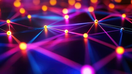 Digital network connections glowing in a geometric pattern