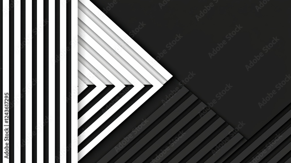 Poster dynamic black and white geometric patterns abstract art digital design contemporary space minimalist