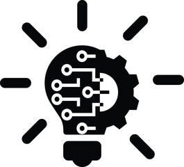Innovation icon, creative idea icon with setting, 