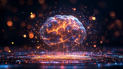 Innovative brain visualization digital realm abstract art futuristic environment close-up view neural connections concept
