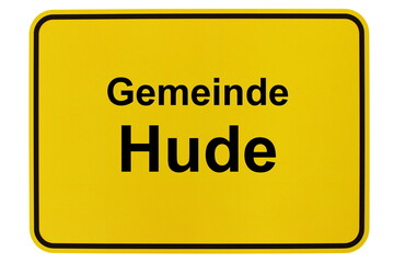 Illustration eines Ortsschildes der Gemeinde Hude in Niedersachsen