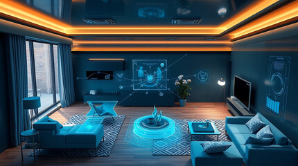 Smart Home Technology – The Future of IoT-Connected Living Spaces,  IoT, home automation, smart devices, connected living, AI home, smart kitchen, voice assistant, home security, intelligent home.