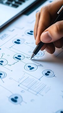 A close-up of a marketing document with actionable steps for targeting specific customer profiles and generating leads online