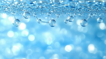 Hydrogen molecule in a futuristic 3D rendering with clear protons and electron orbits, ideal for educational or professional use in chemistry courses, molecular studies, and research.