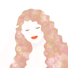 美しい髪の女性のシンプルなイラスト