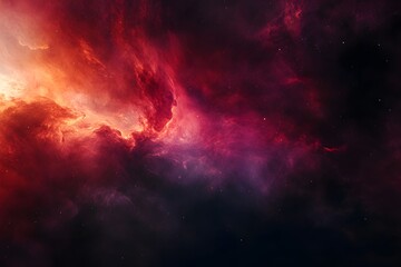 Fototapeta premium Fiery Red Nebula Space Art Galaxy Wallpaper