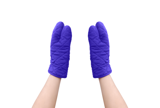 Blue microwave gloves  top view PNG transparent.