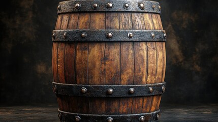 Fototapeta premium aged oak barrel for wine beer whiskey or rum storage isolated on transparent background