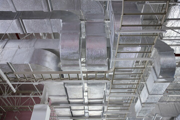 Industrial HVAC duct system in large building