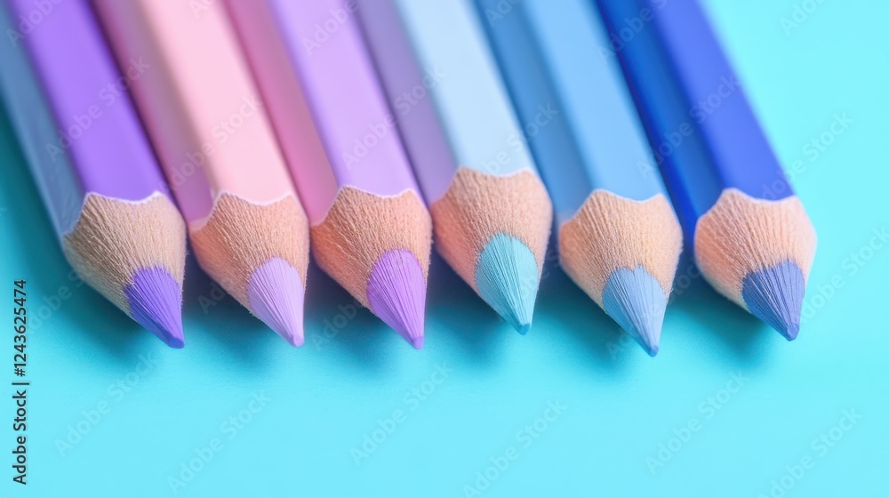 Poster Soft pencil strokes create a gradient of pastel colors arranged in a pleasing order