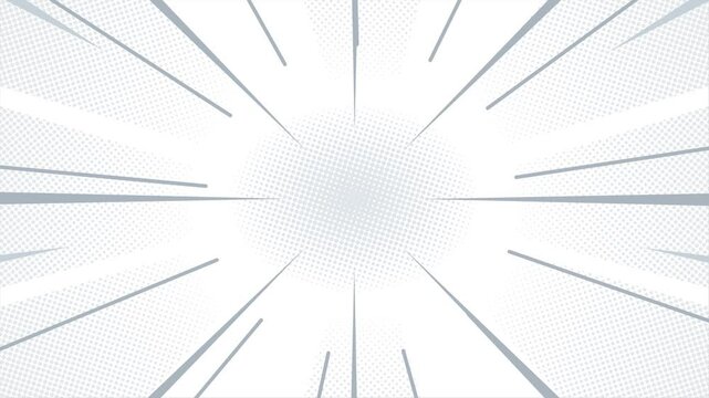 Animation of white color comic background in pop art style, nice halftone gradation. Motion graphics. Suitable for comics, prints, posters, etc.