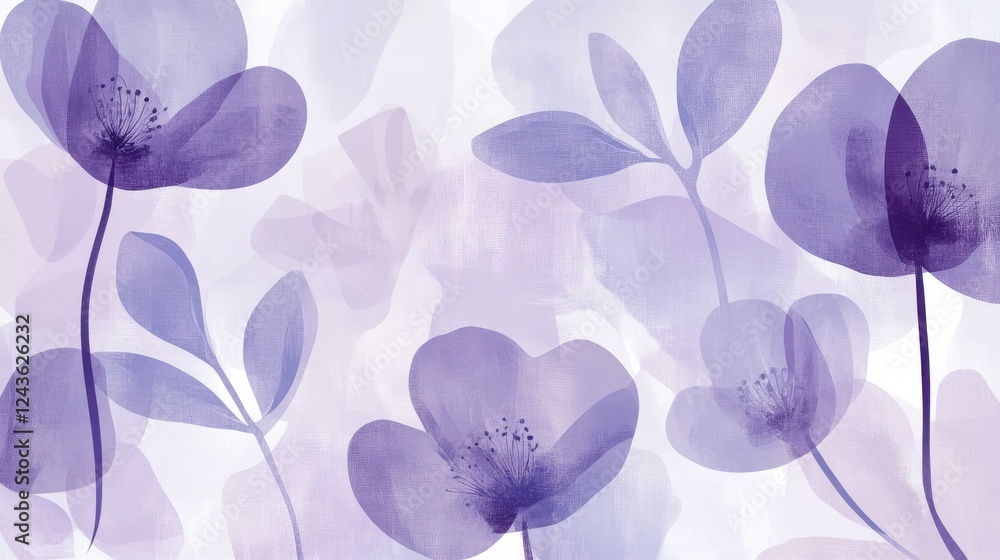 Aufkleber soft lavender floral illustration creating a serene and calming atmosphere with delicate blossoms an
