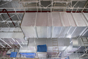 Industrial HVAC duct system in large building