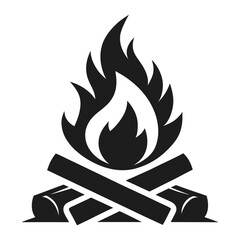black campfire or bonfire icon. flat simple trend modern logotype graphic art design isolated element. concept of outdoor recreation with friends or minimal label for camper like bright flame
