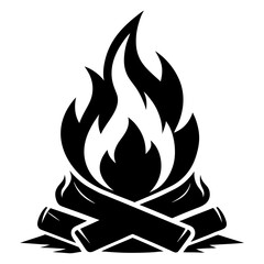 black campfire or bonfire icon. flat simple trend modern logotype graphic art design isolated element. concept of outdoor recreation with friends or minimal label for camper like bright flame