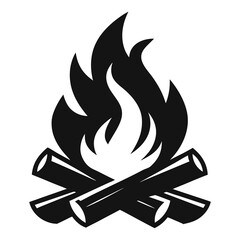 black campfire or bonfire icon. flat simple trend modern logotype graphic art design isolated element. concept of outdoor recreation with friends or minimal label for camper like bright flame