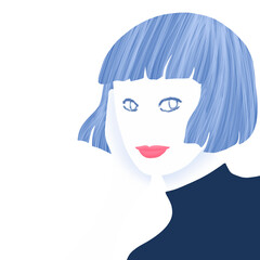 美しい髪の女性のシンプルなイラスト