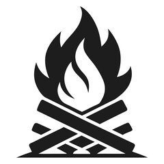 black campfire or bonfire icon. flat simple trend modern logotype graphic art design isolated element. concept of outdoor recreation with friends or minimal label for camper like bright flame