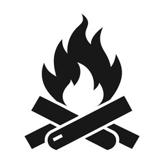 Campfire icon, bonfire vector silhouette, fire vector  
