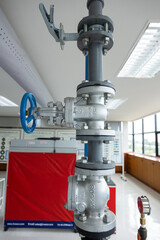 Assembly of water pumps, valves and industrial pipes in factories