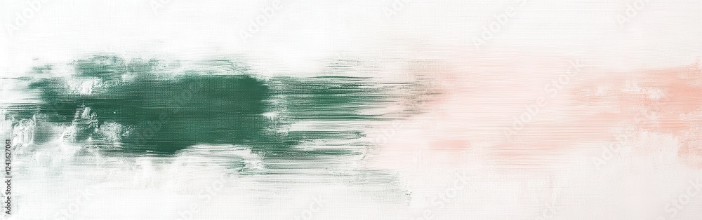 Leinwandbilder Minimalist canvas with bold green and soft pink brush strokes creating a serene and balanced composition
