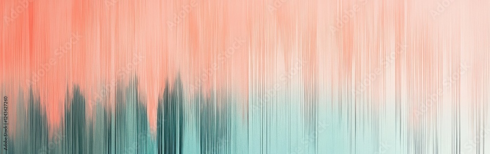 Poster gradient of minimalist pencil strokes blending peach and teal tones in a serene abstract artwork