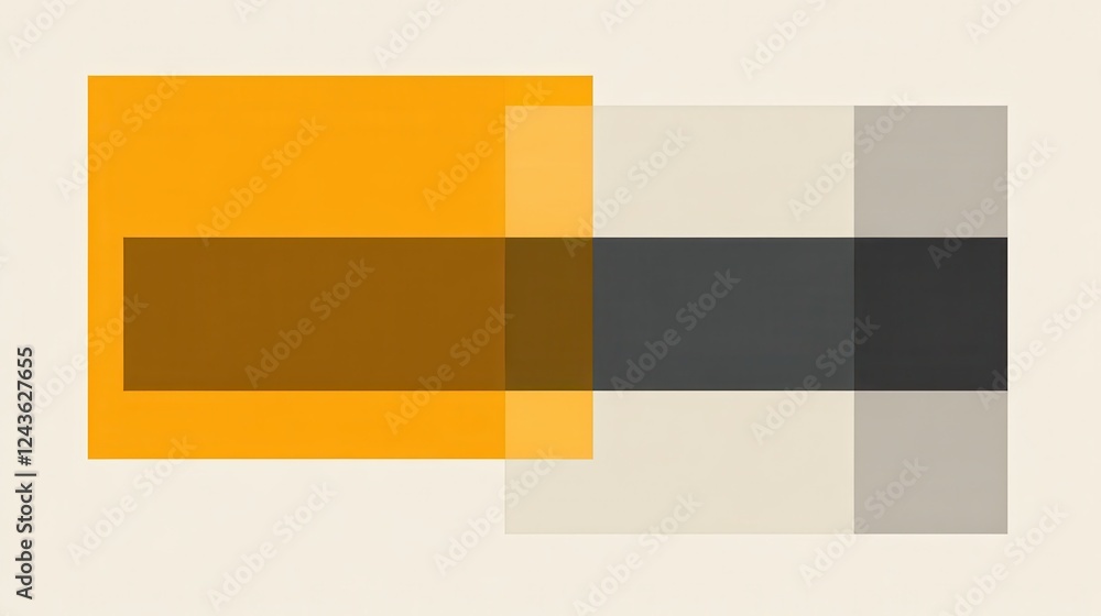 Leinwandbilder abstract composition featuring minimalist amber and gray rectangles with varying transparency and ge