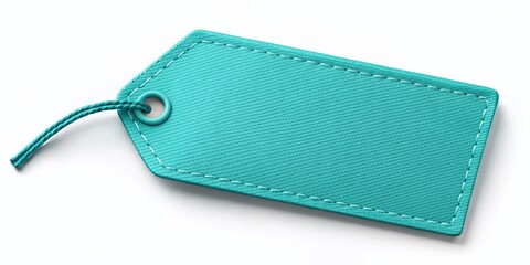 Soft Cyan Blue Tag Mockup: Realistic Detailed Branding Label on White Background