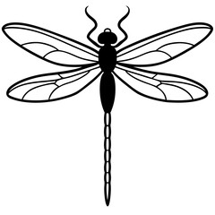 Elegant Dragonfly Illustration in Minimalist Black and White Design
