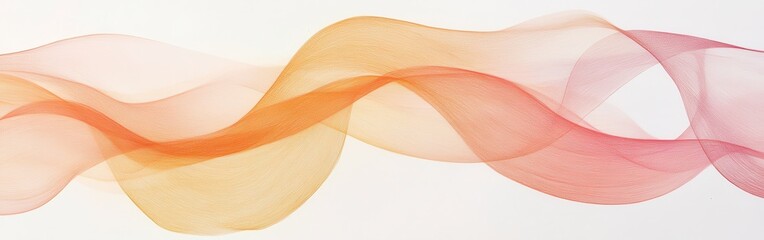 Softly flowing arcs of muted coral and orange create an elegant composition in a delicate design