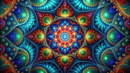 Vibrant Abstract Mandala with Intricate Colorful Patterns and Geometric Shapes